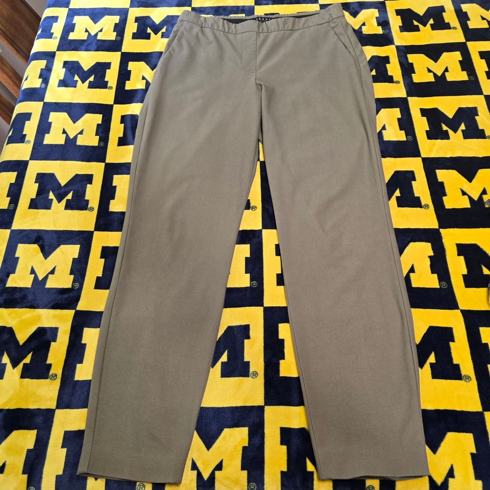 Theory Thaniel Approach 2 Pants Olive Green Slim Tapered Made in USA Size 4